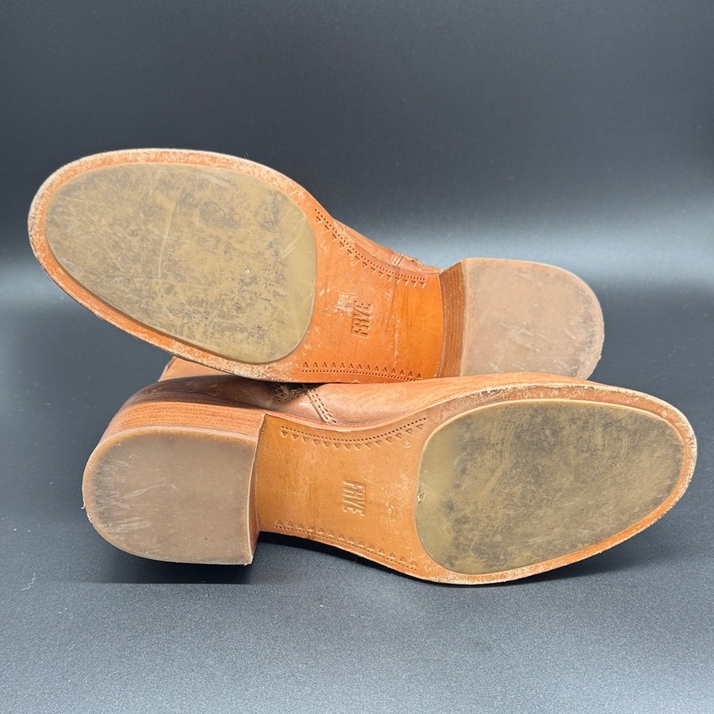Frye Brown Claire Leather Ankle Booties with Block Heel Sz 9 - Picture 9 of 12